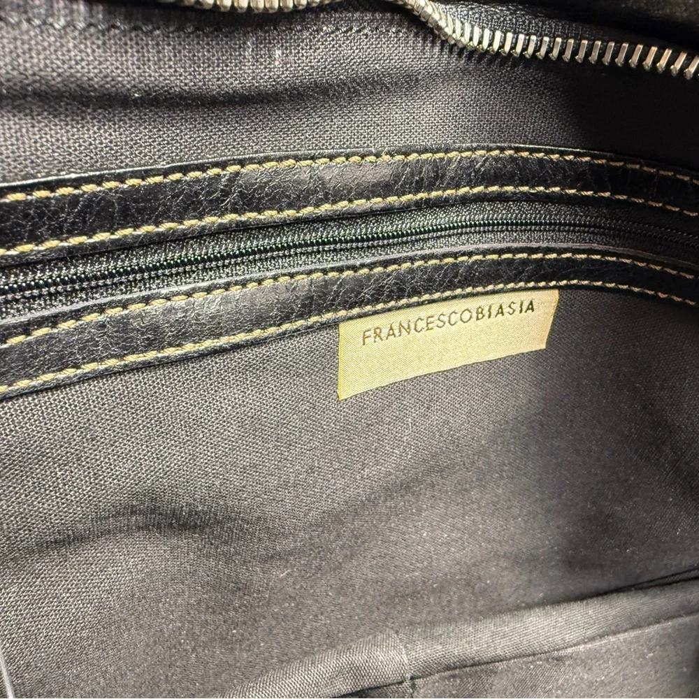 Francesco Biasia Black Leather Briefcase
